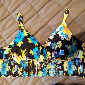Floral and black swimsuit top